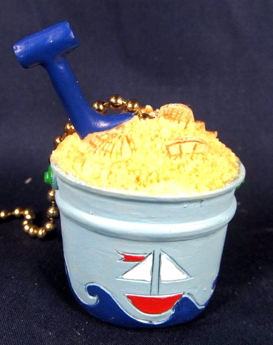Beach Pail ceiling fan or light pull beach home decor