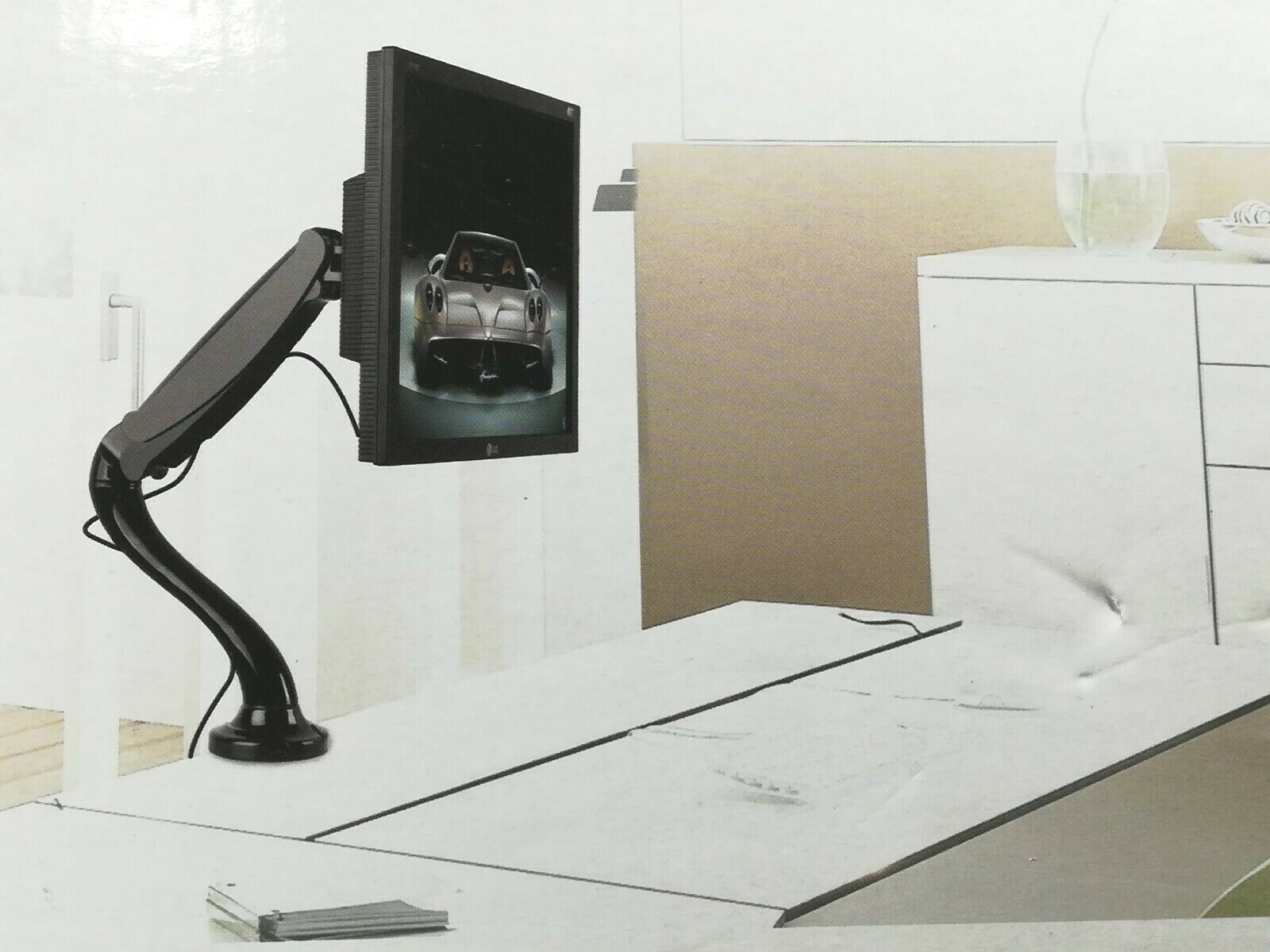 VIVO Monitor Desk Mount For Flat & Curved LCD, LED Monitors 13- 27" STAND-V0001B
