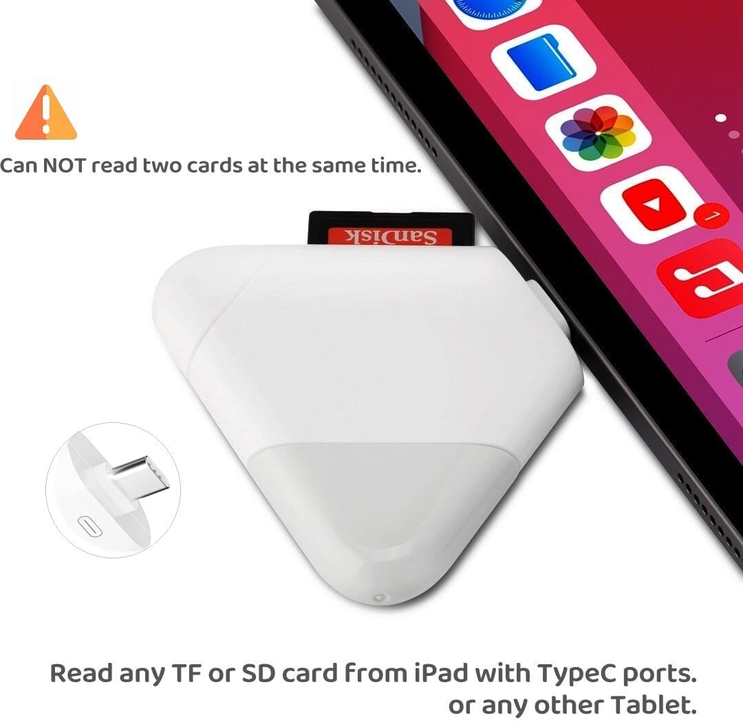 3-in-1 Memory Card Reader for iPhone/iPad, USB C and USB A Devices Support SD/TF