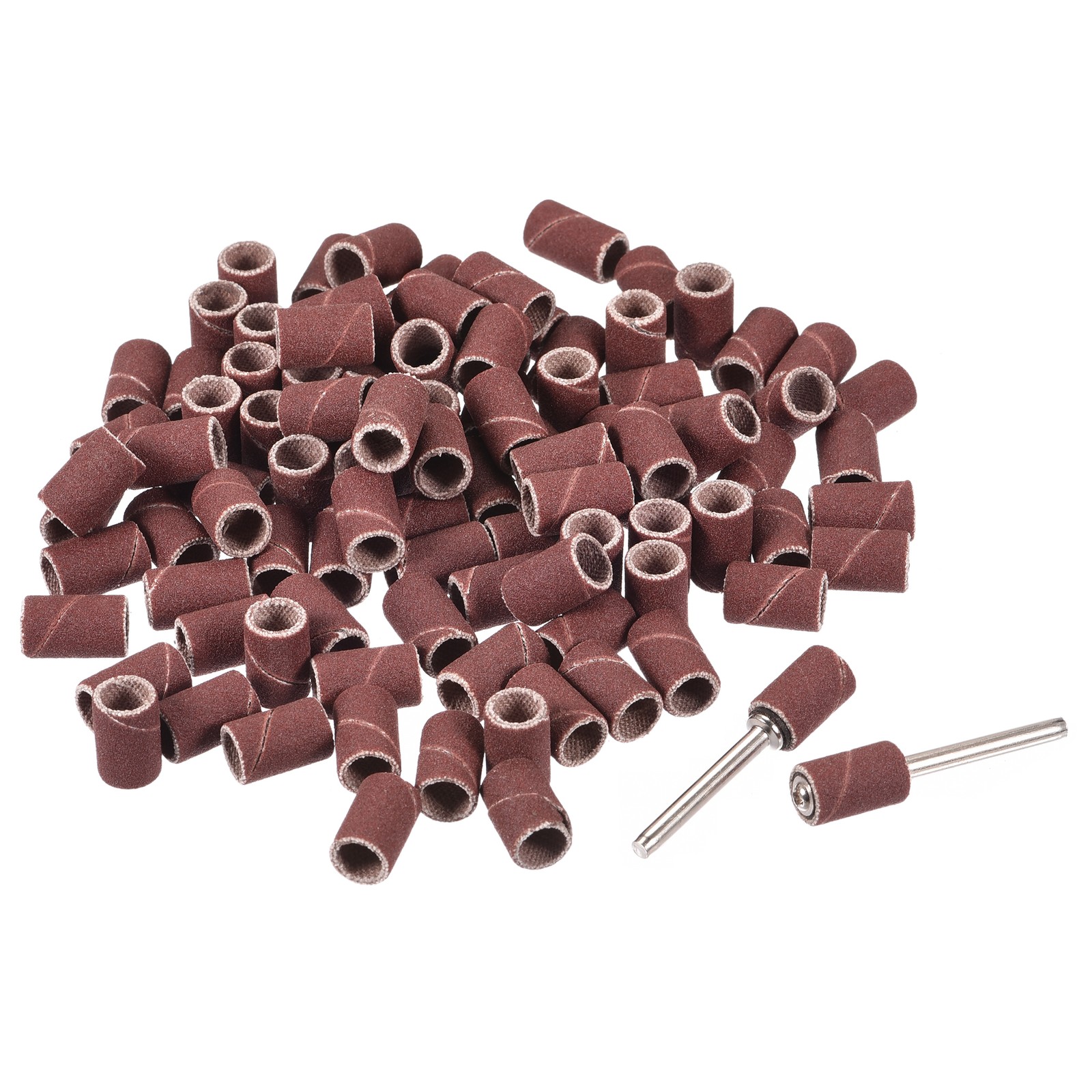 100 Pcs 1/4 Inch Sanding Sleeves Set 320 Grit with 2 Pcs 1/8 Inch Mandrels
