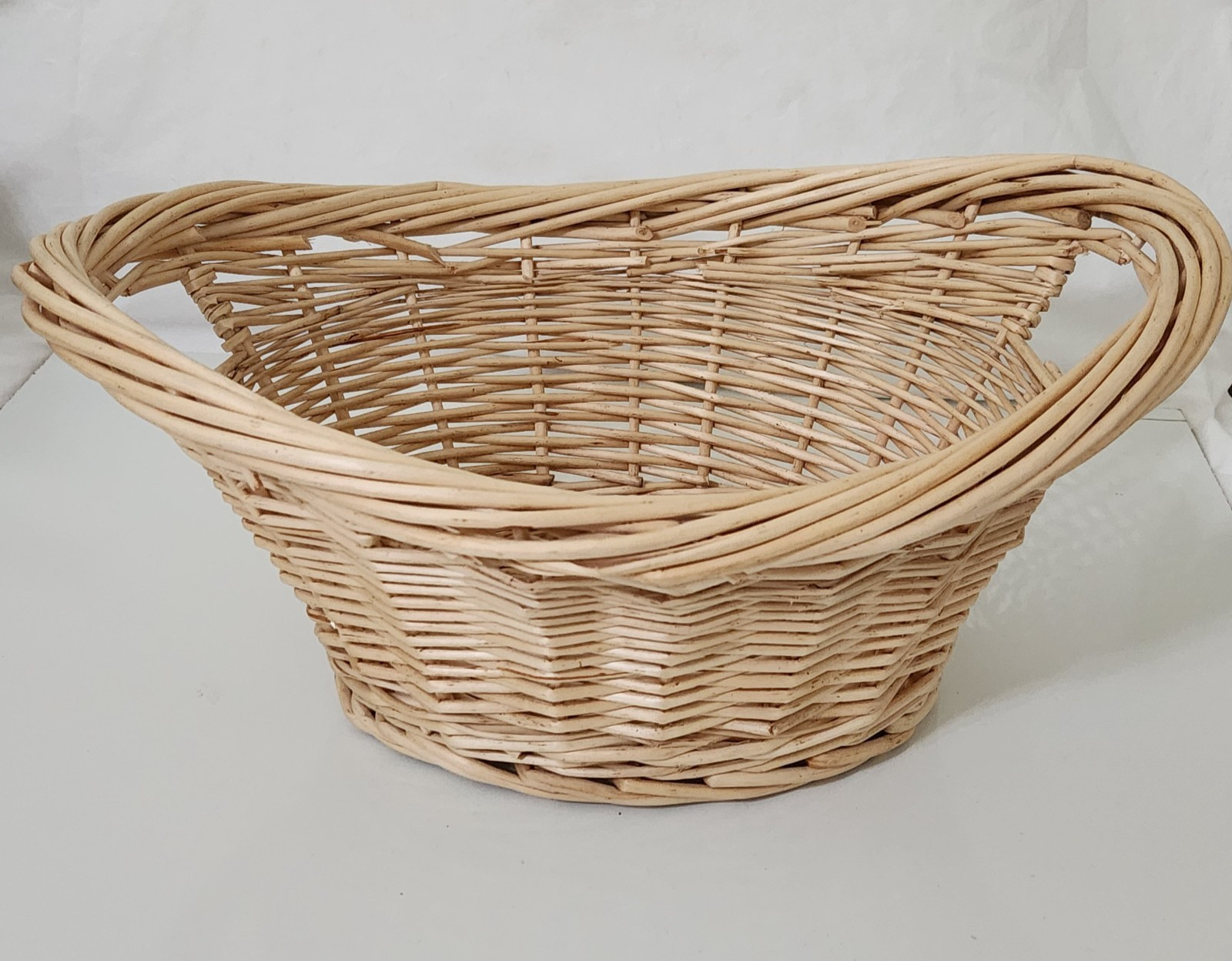 Oval Basket Handles Storage Light Colored Natural 16" L x 12" W x 8" H