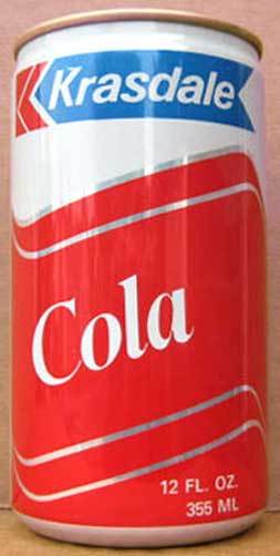 KRASDALE COLA empty Soda CAN N.Y. NEW YORK Krasdale Foods Inc, Red white blue 1+