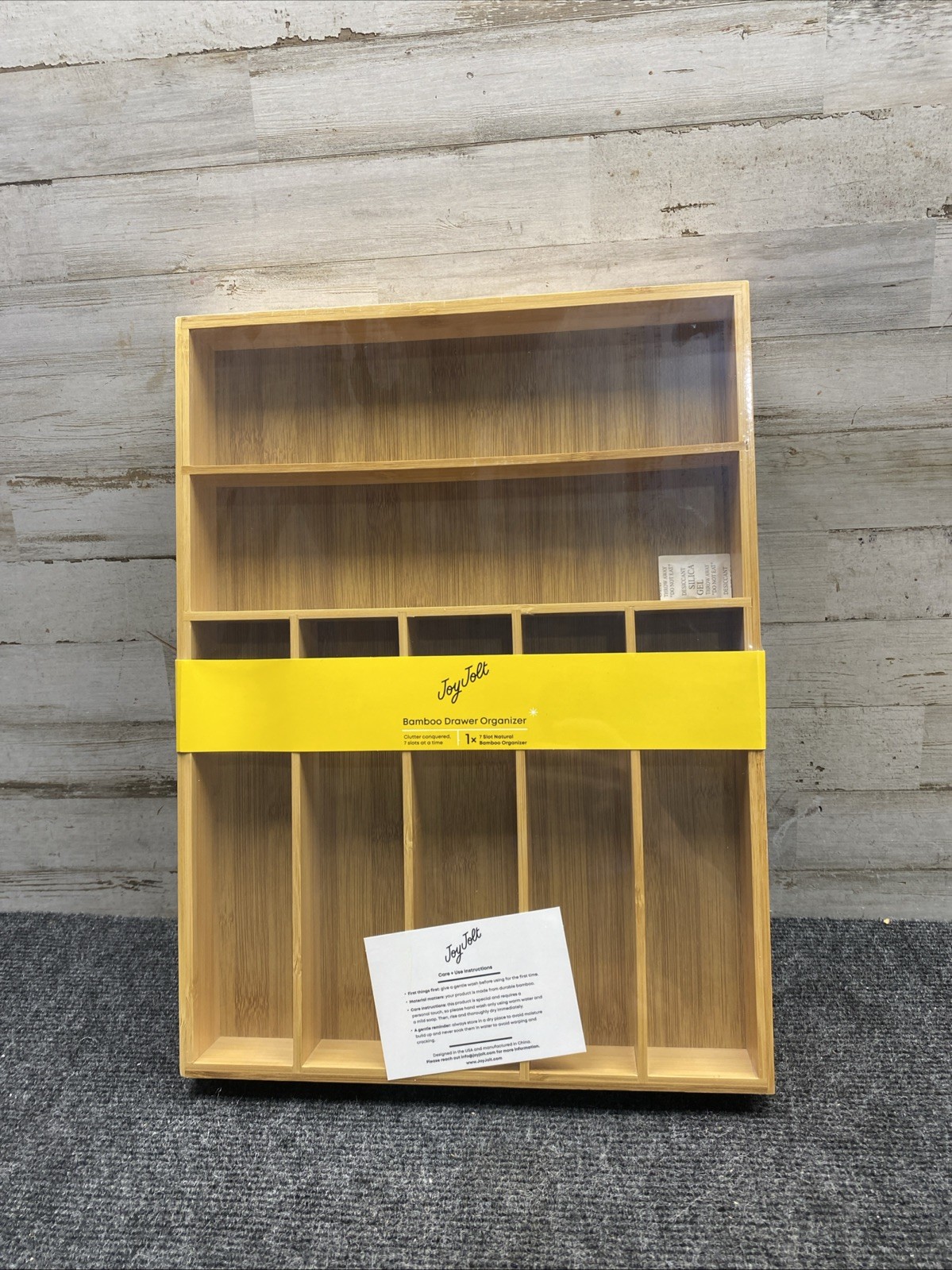 JoyJolt 7 Slot Bamboo Drawer Organizer Natural