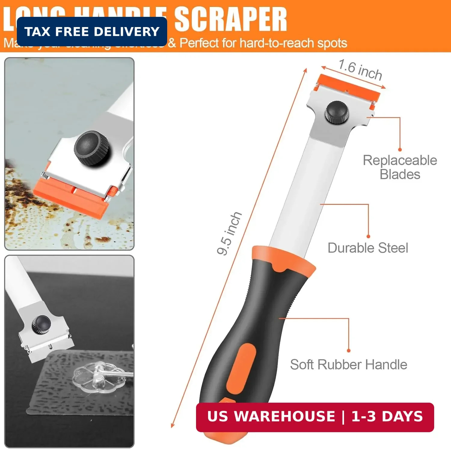 4 Pack Razor Blade Scraper, Premium Cleaning Scraper Tool with 50 PCS Metal FAST