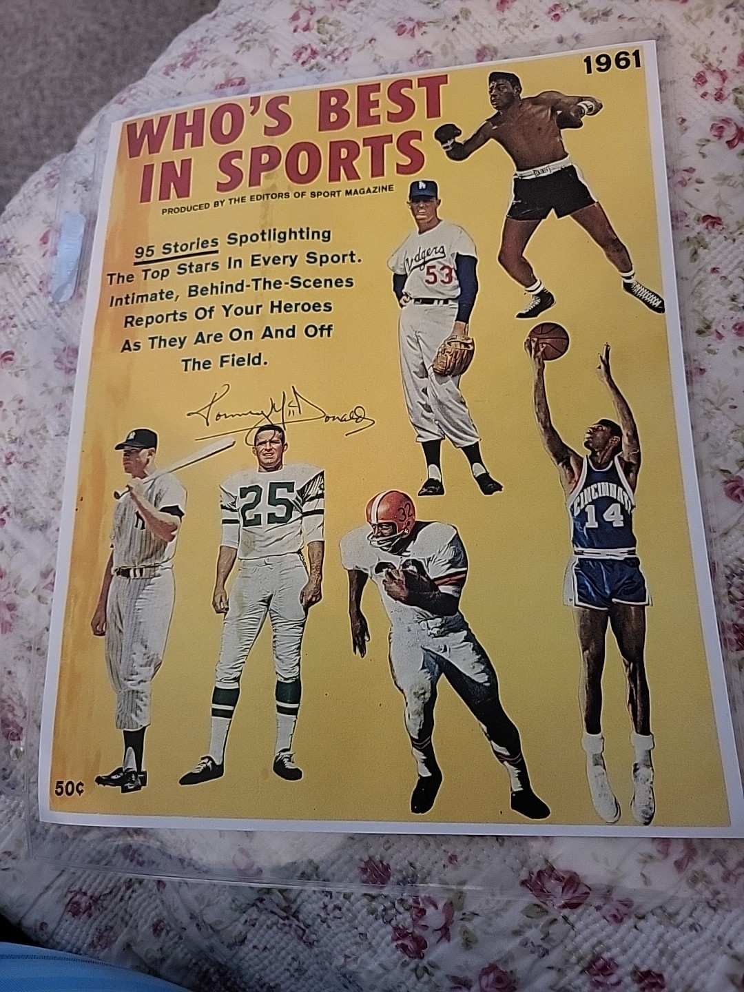 1961 WHO'S BEST IN SPORTS COPY OF MAGAZINE COVER . TOMMY MCDONALD AUTOGRAPH.