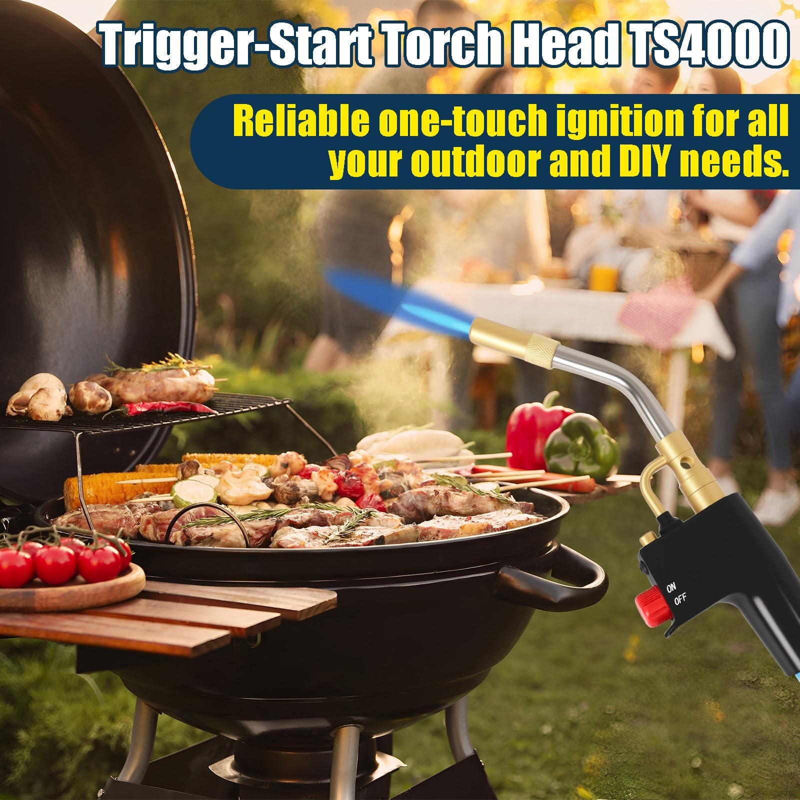 Trigger-Start Torch Head TS4000, High Intensity Flame Torch, Blue