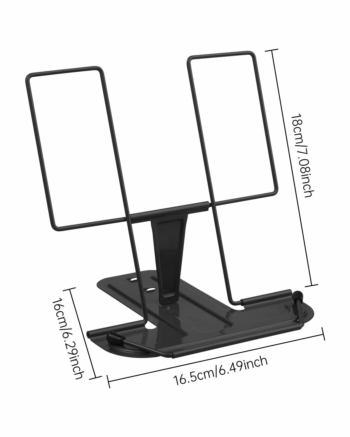 MSDADA Metal Book Stand for Desk, Adjustable Reading Rest Holder, Black