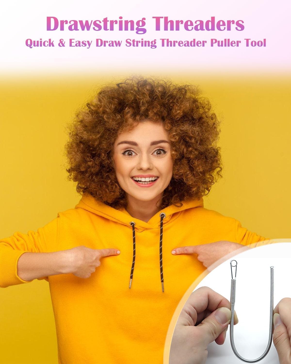 Spring Drawstring Threader,4Pcs Flexible and Elastic Drawstring Threader Tool DI