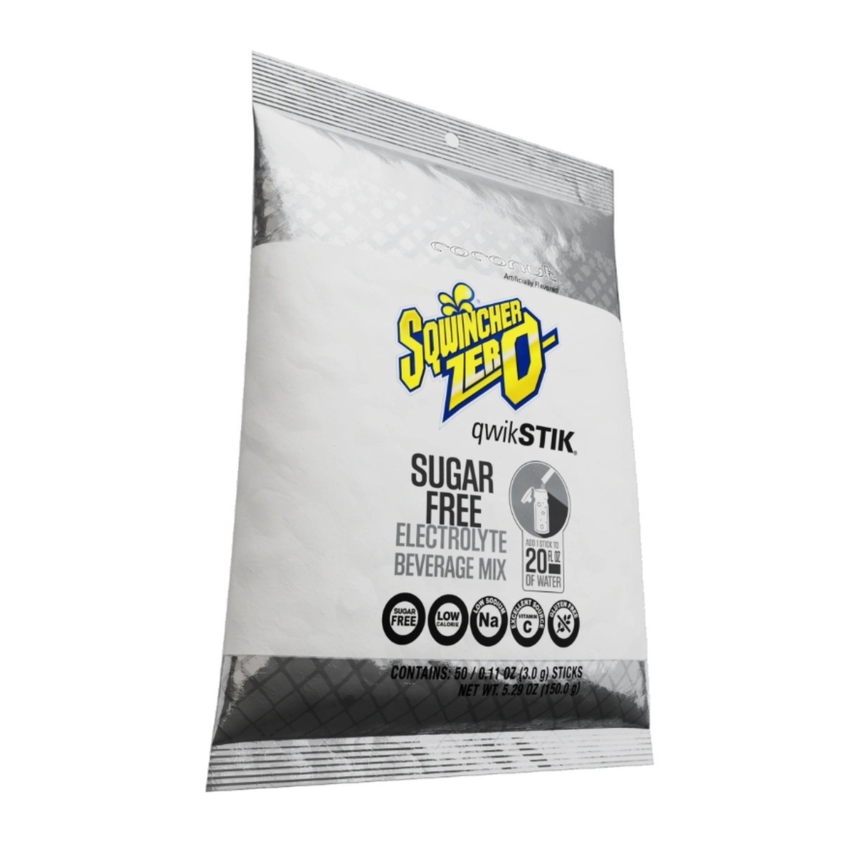 Sqwincher 159060972 Zero Qwik Stik Coconut Sugar Free Drink Mix 50 Pack