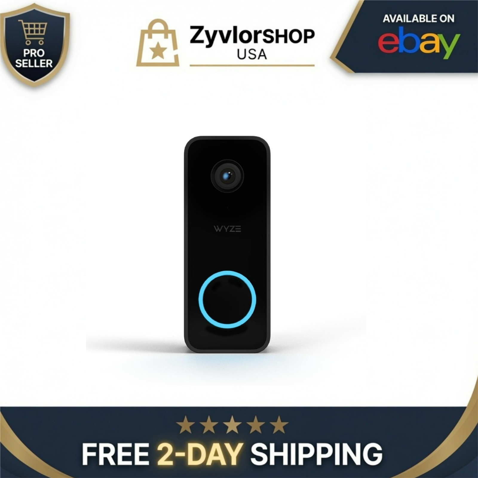 WYZE Wired Doorbell Camera v2 - 2K Security, Color Night Vision, Alexa