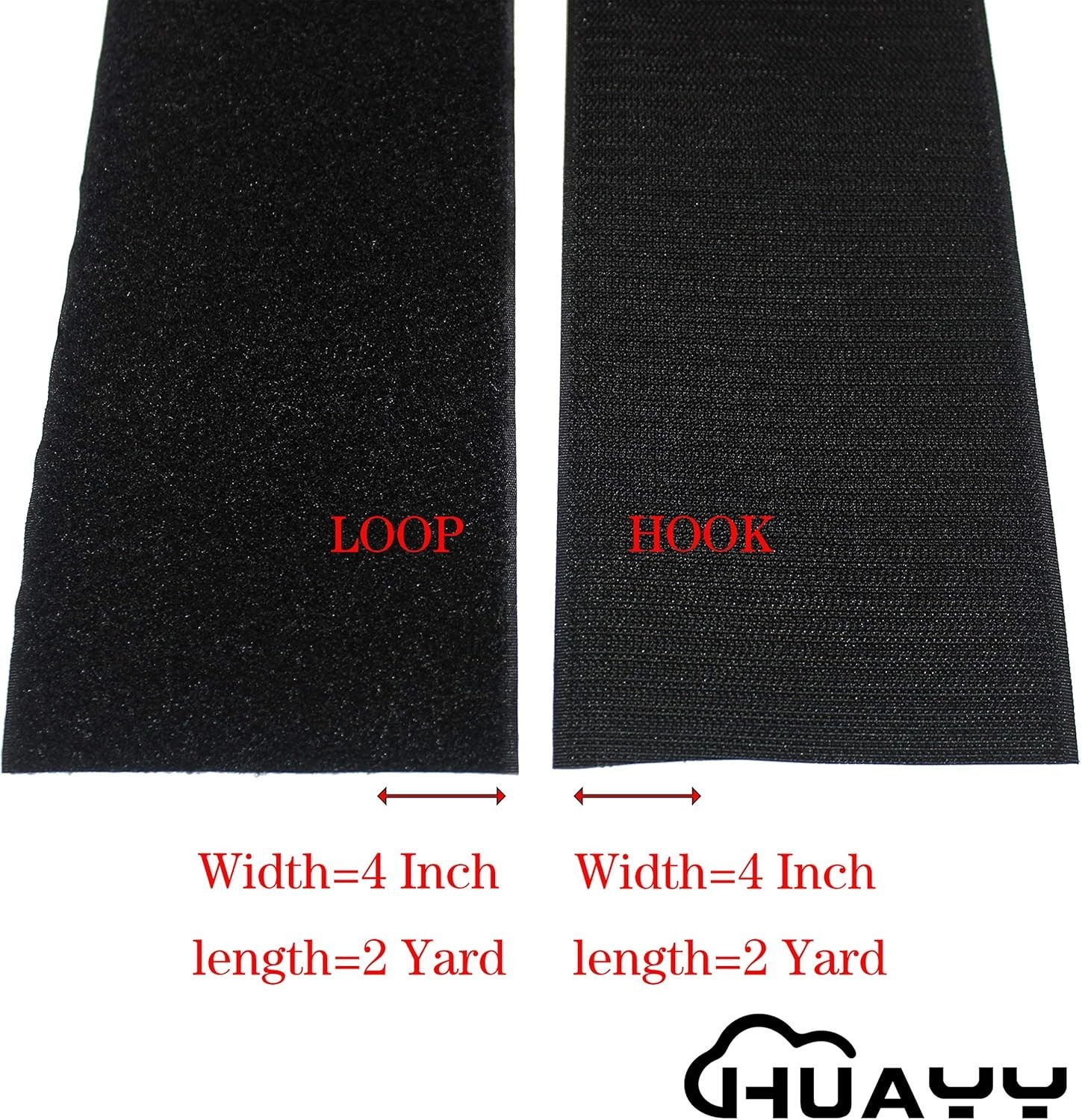 Durable 4in x 2yd Sew-On Hook and Loop Nylon Strips - Versatile & Soft