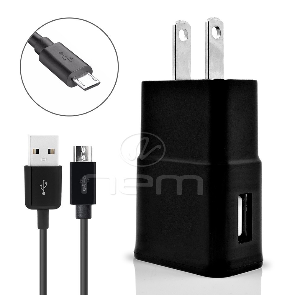 Heavy Duty Black Color Wall Travel 3.4A Charger Adapter + MicroUSB 4 Ft Cable