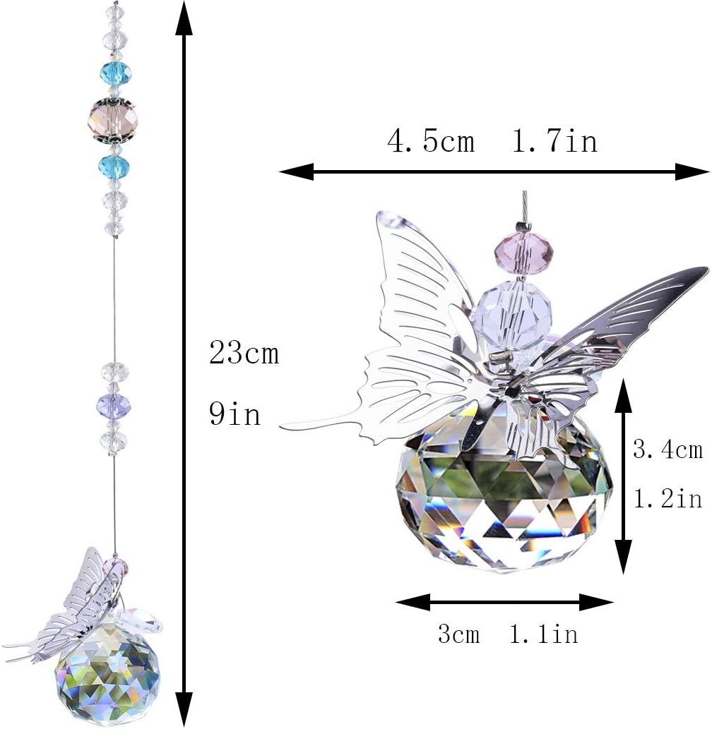Stunning Handmade Butterfly Crystal Prism Suncatcher - Light & Rainbow Effects