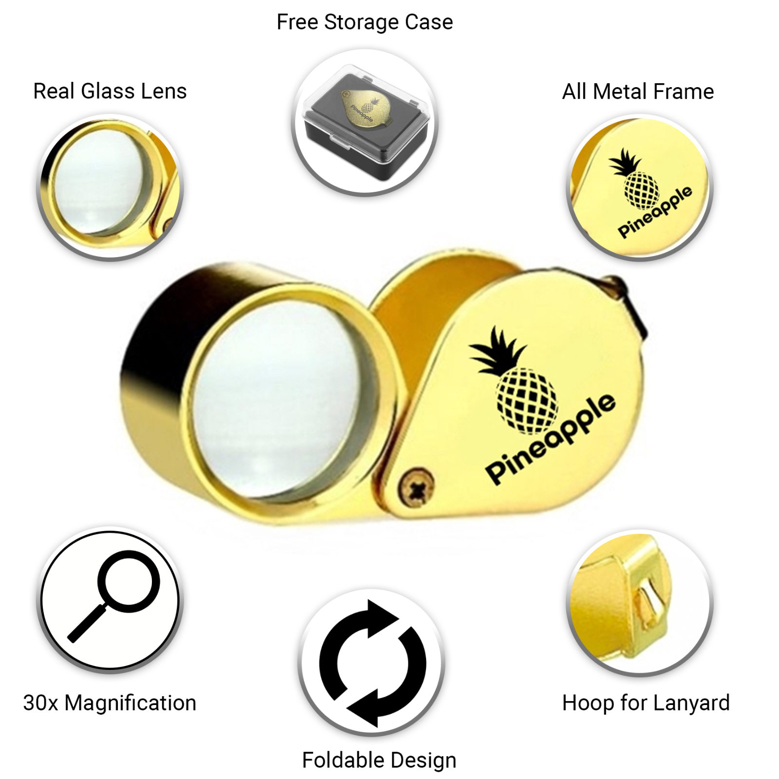 30X Jewelers Loupe Magnifying Loop Magnifier Coin Jewelry Eye Glass Pocket Lens