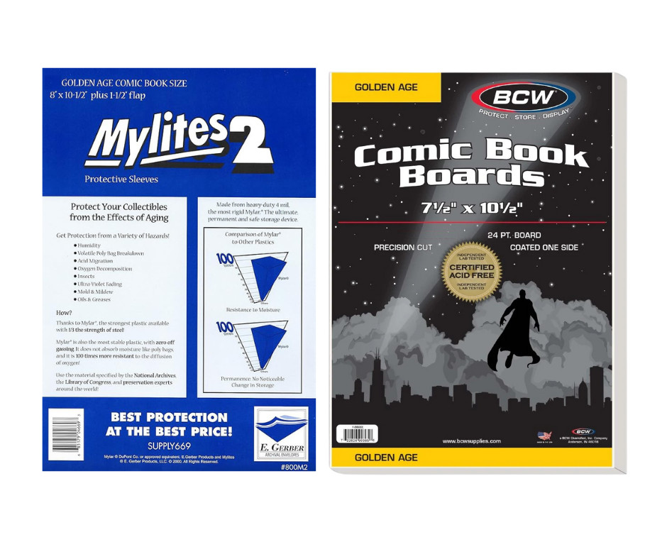 100 Mylites 2 Mil Mylar Comic Book Bags and Boards (BCW) Golden Size 8 x 10 1/2