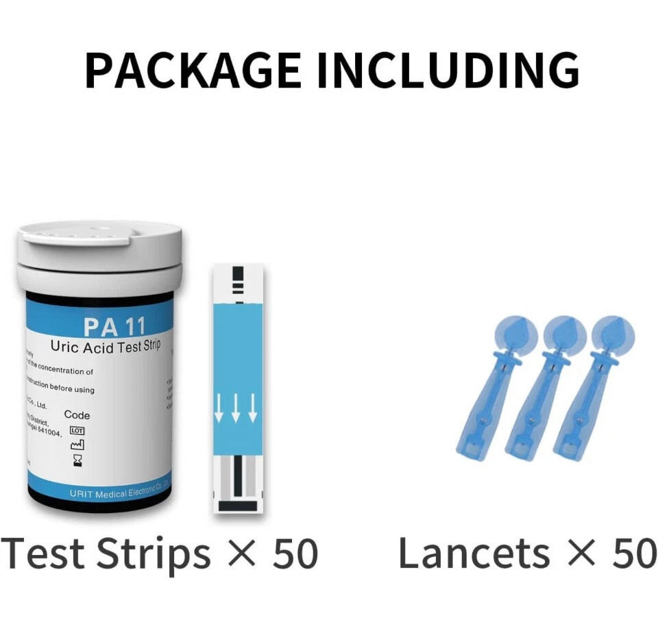 URIT PA-11 Uric Acid Test Kit - 50 Strips & Lancets for Home Health Monitoring