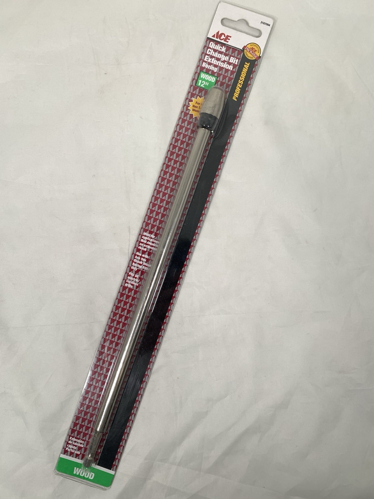 ACE Quick Change Boring Extension Wood Bit 1/4" Hex Drive 12"
