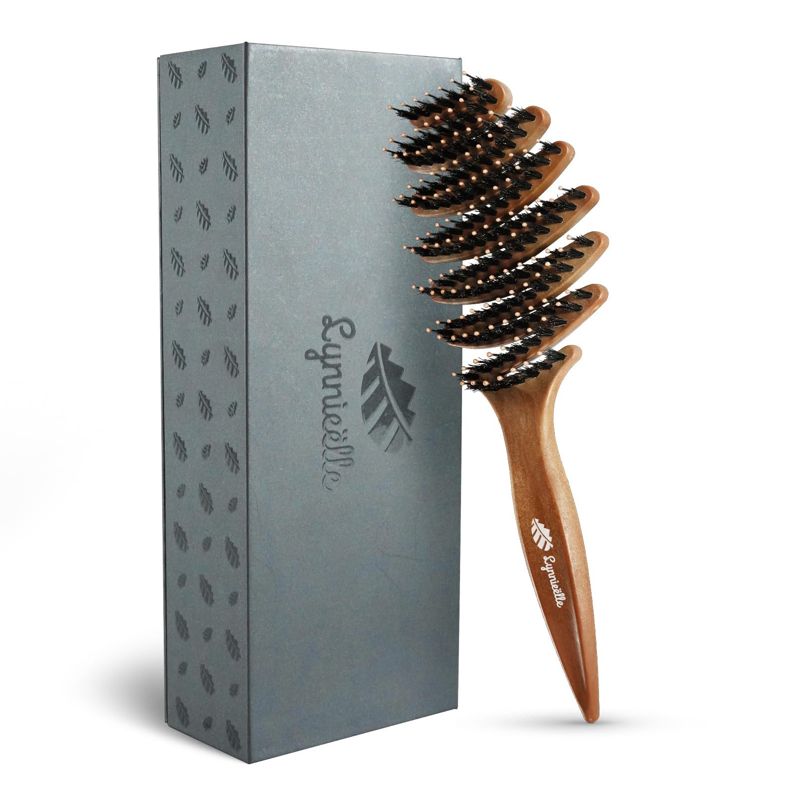 Lynnieëlle Boar Bristle Hair Brush for Fine Hair - Ultimate Smoothing Vented Det