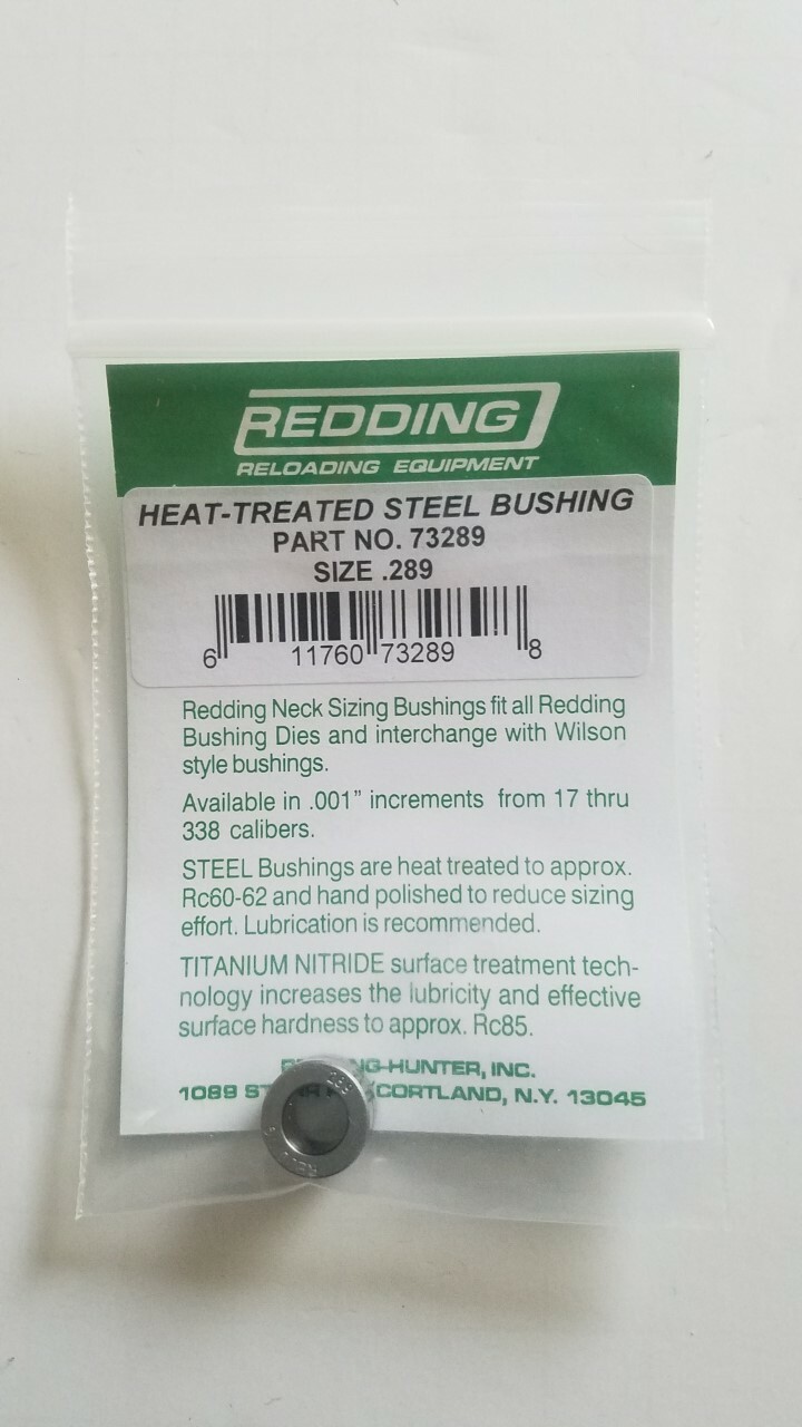 73289 REDDING HEAT TREATED STEEL .289 NECK SIZE BUSHING - BRAND NEW - FREE SHIP