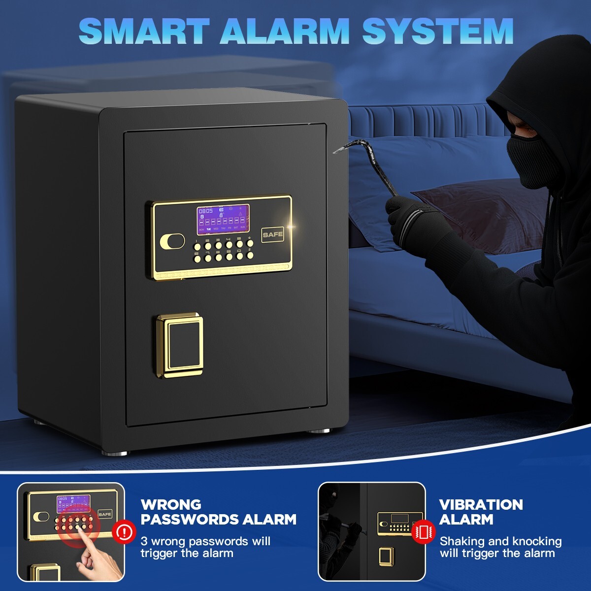 TNTANTS 3.8 Cuft Large Safe Box With Digital Keypad Fireproof Bag Alarm System
