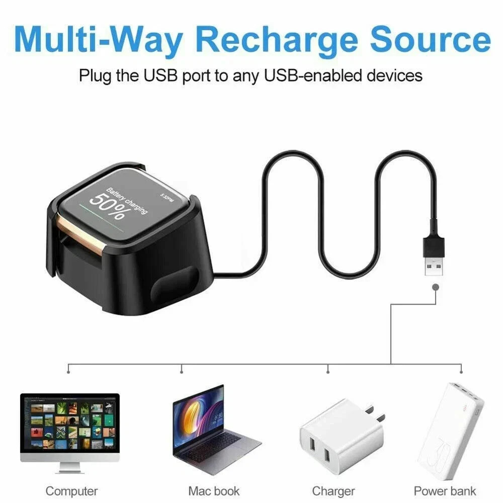 For Fitbit Versa / Versa Lite / Versa 2 USB Charger Charging Power Dock Cradle