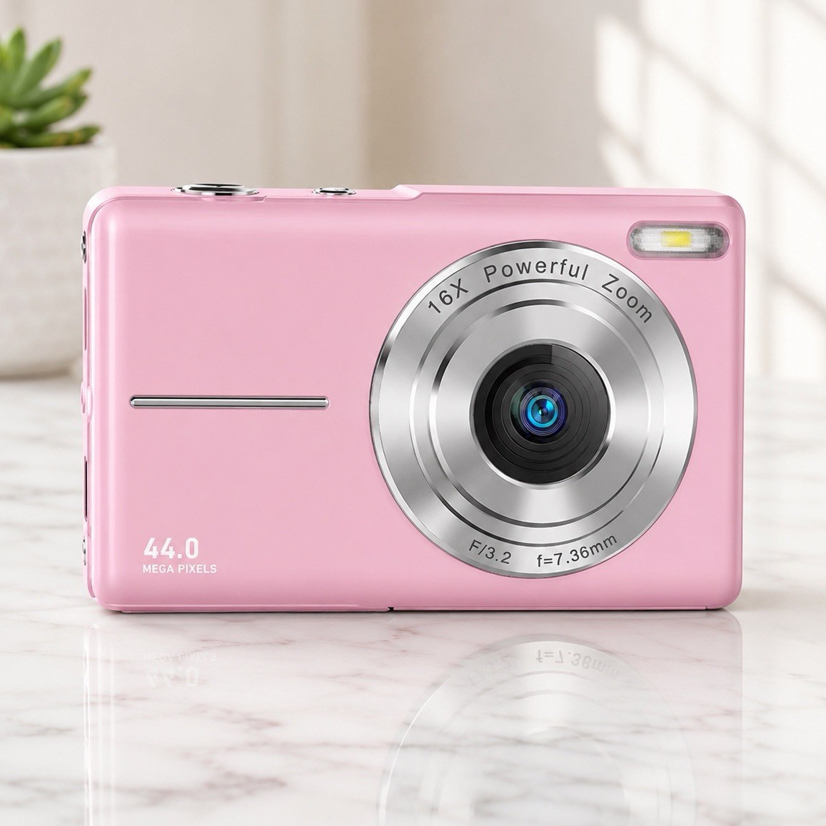 Digital Camera for Kids 44MP 1080P FHD Point & Shoot Anti-Shake 32GB Pink