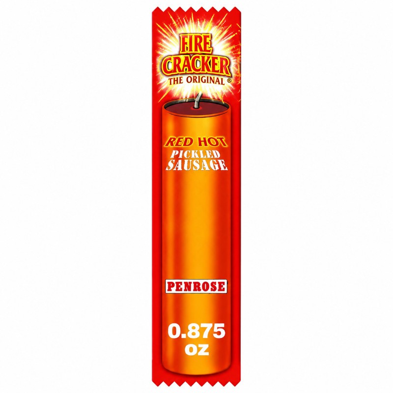 25x Penrose Fire Cracker Red Hot Pickled Sausage Meat Snack Spicy Bulk New 0.875