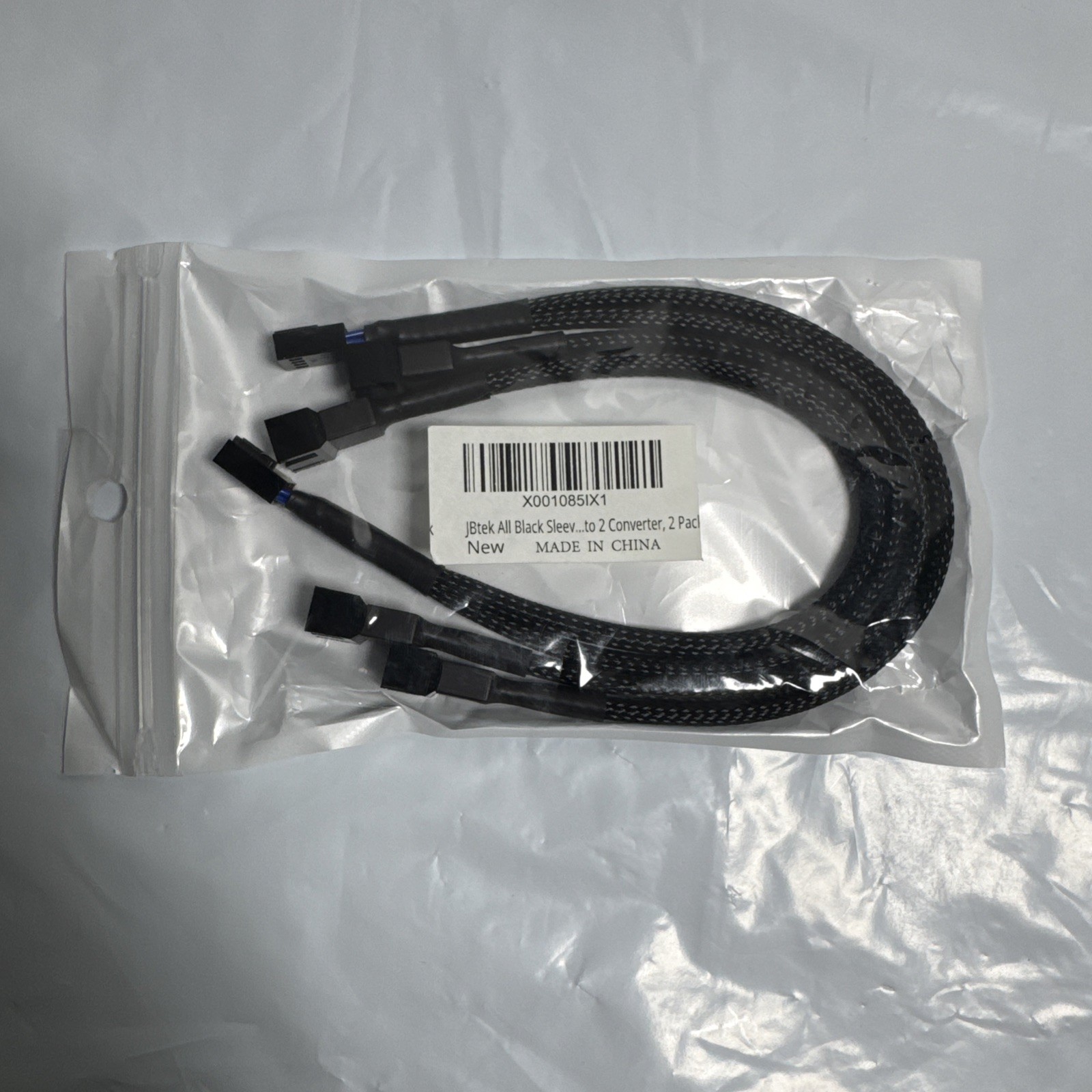 JBteck all black Sleev...to 2 converter wire ( x001085ix1 ) New made in China