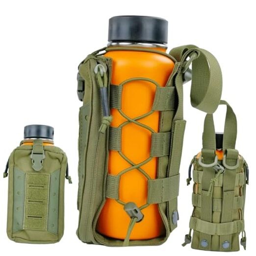 Molle Water Bottle Holder Pouch 16 24 32 40 64 oz - Multi Green Enhanced