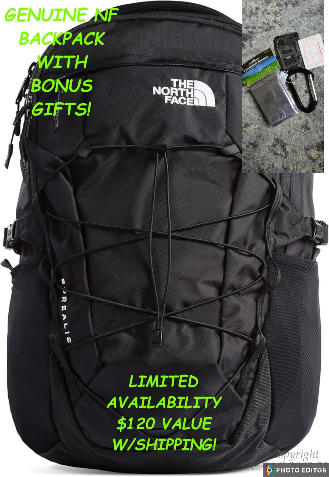 NWT/NEW 2025-6 AUTHENTIC SCHOOL 15" LAPTOP BLACK NORTH FACE BOREALIS BACKPACK