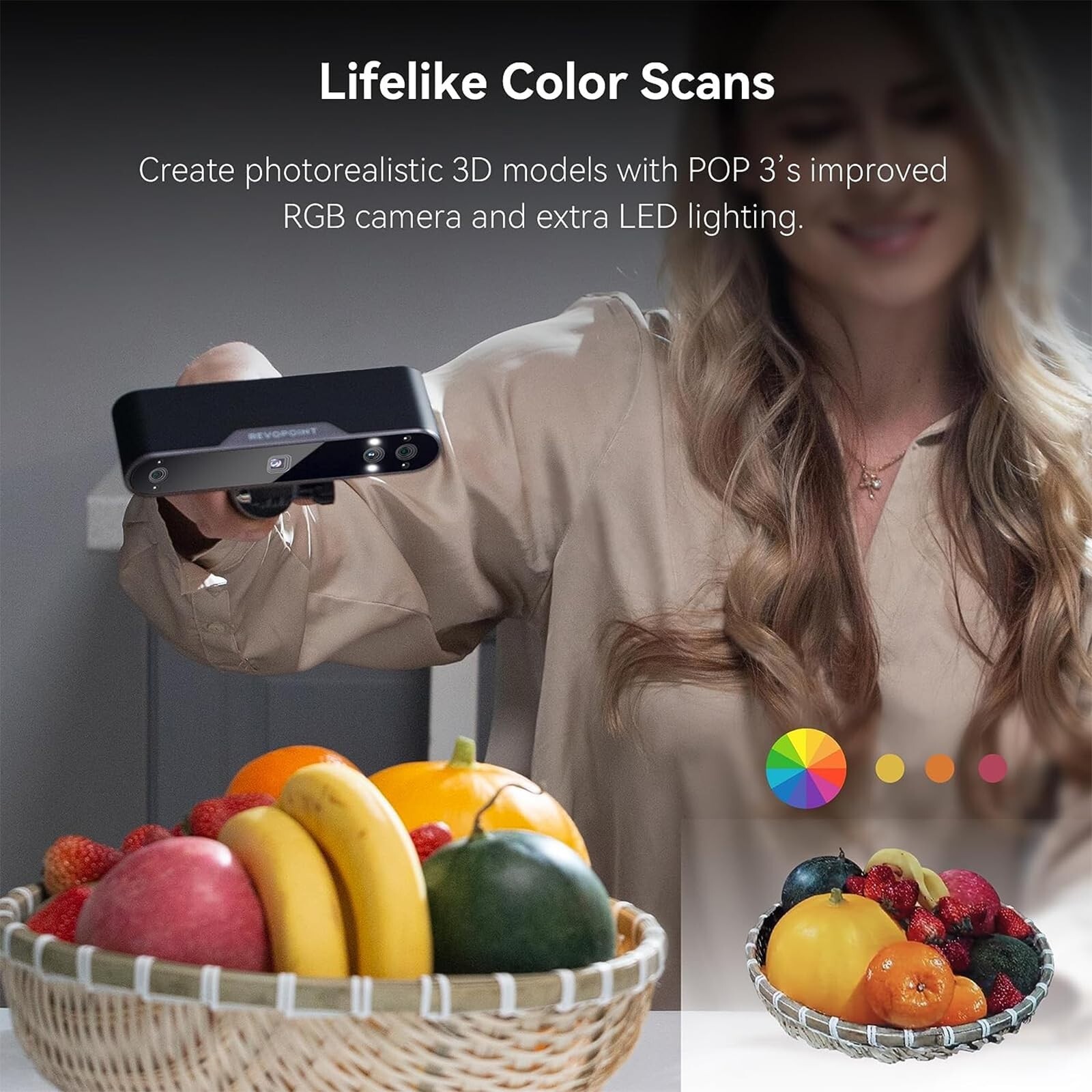 3D Scanner, HD 3D Color Modeling Scanners with 0.05mm Accuracy and 10fps Scan