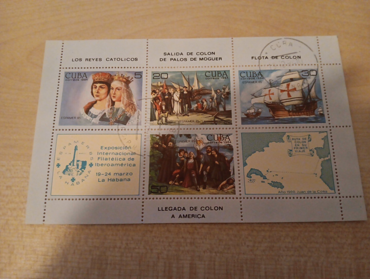 BLOCK POST STAMPS WORLD  USED   (MBJJ6020) LLEGADA DE COLON A AMERICA