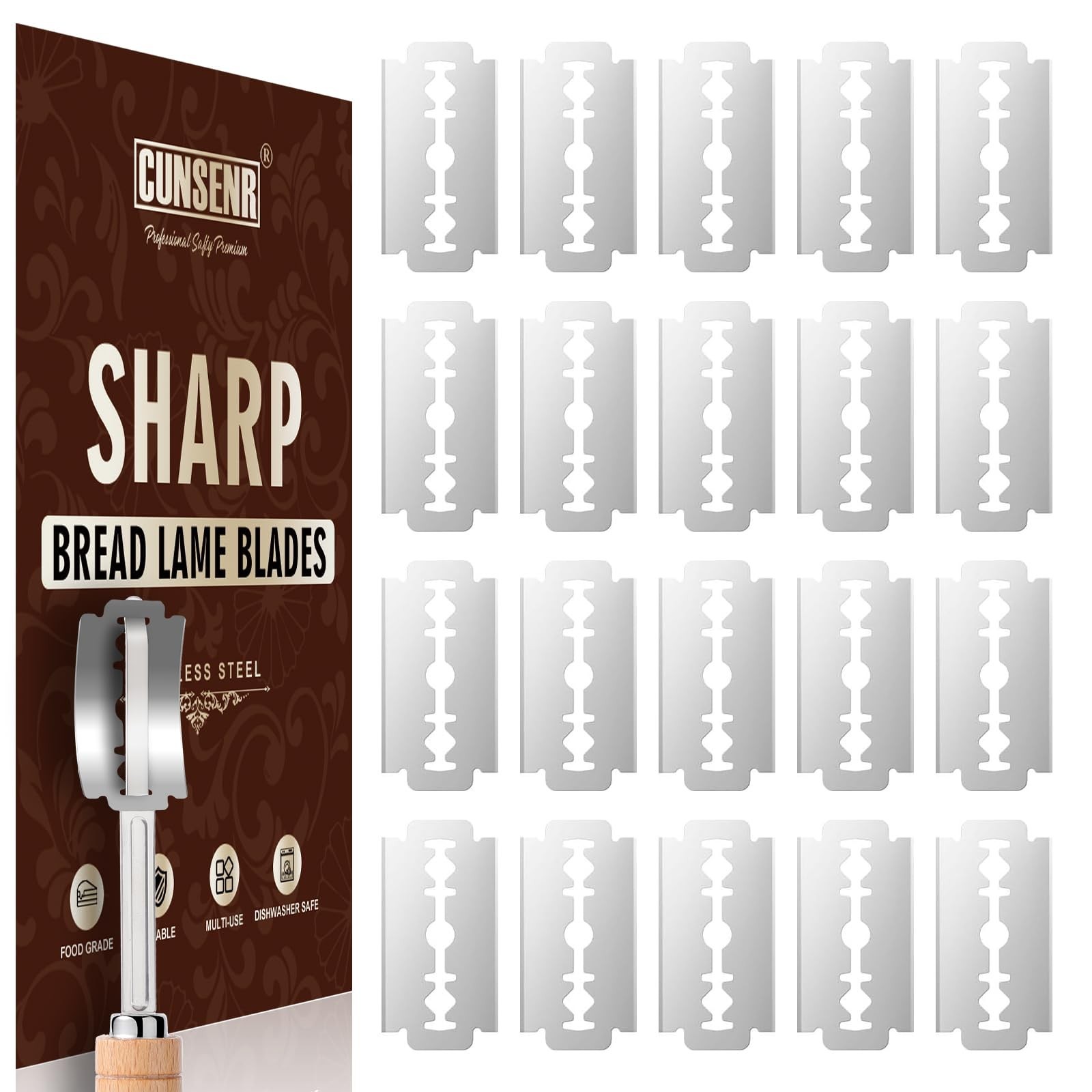 CUNSENR Bread Lame Blades Refill – Stainless Steel Scoring Blades for Perf