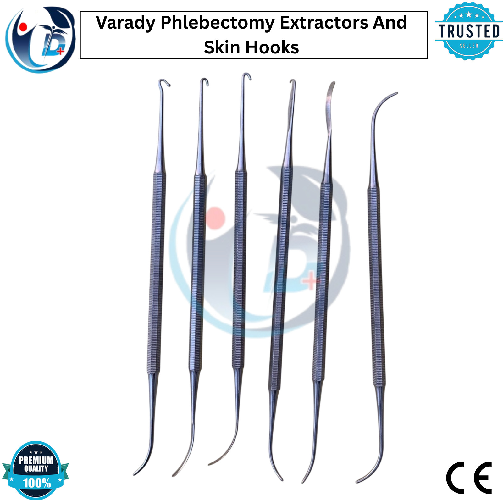 Varady Phlebectomy Extractors And Skin Hooks Surgical Plastic Surgery Set of 6
