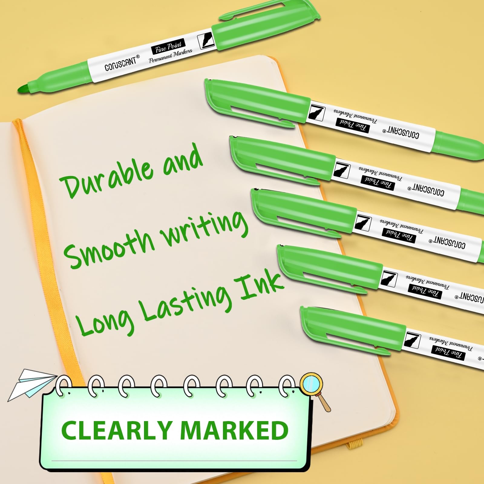 Green Permanent Marker Fine Point, 18 Pack Quickly Drying, Waterproof, Smudge...