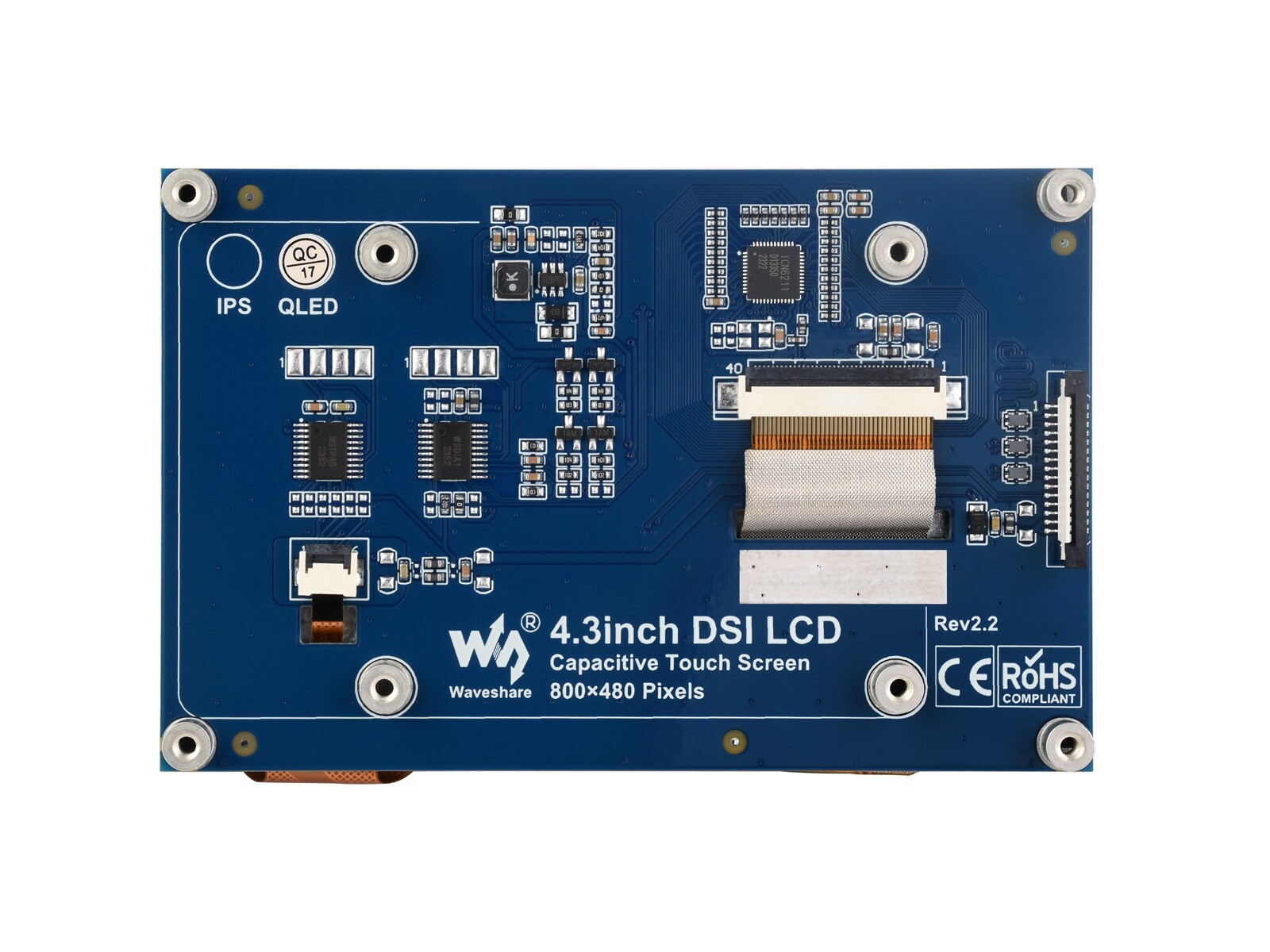 Waveshare 4.3inch QLED Raspberry Pi Display DSI 800×480 Integrated Structure