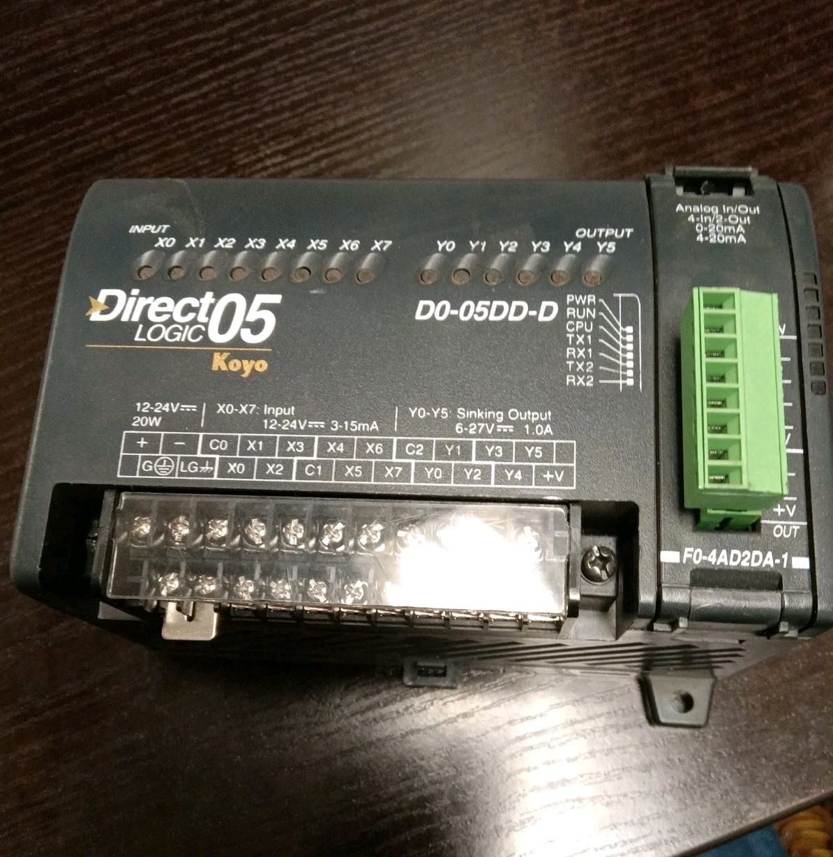 AutomationDirect D0-05DD DirectLogic PLC, 100-240VAC pwr, 8 DC ins, 6 DC outs.