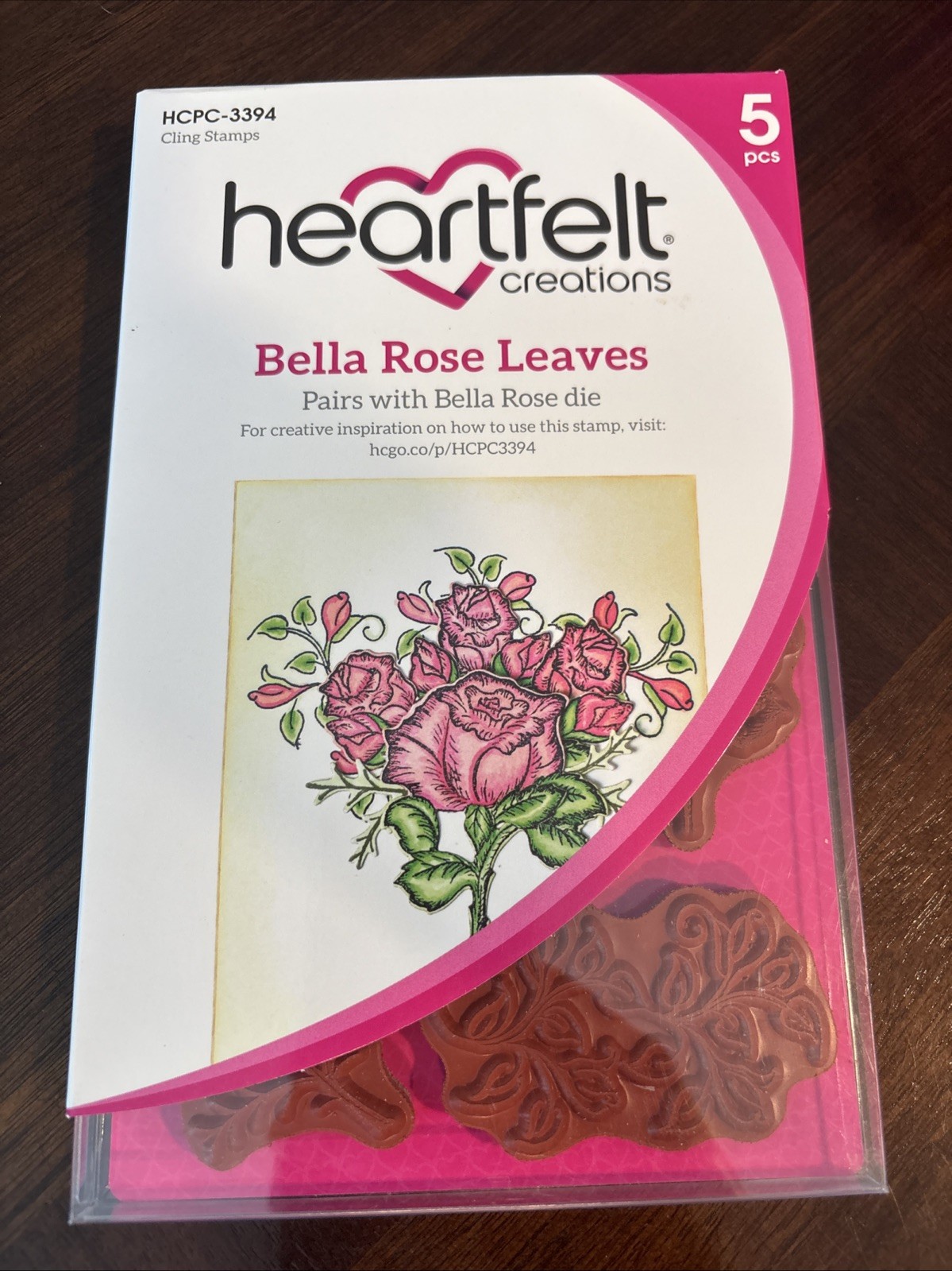 Heartfelt Creations Bella Rose Leaves Craft  Cling Stamps HCPC-3394