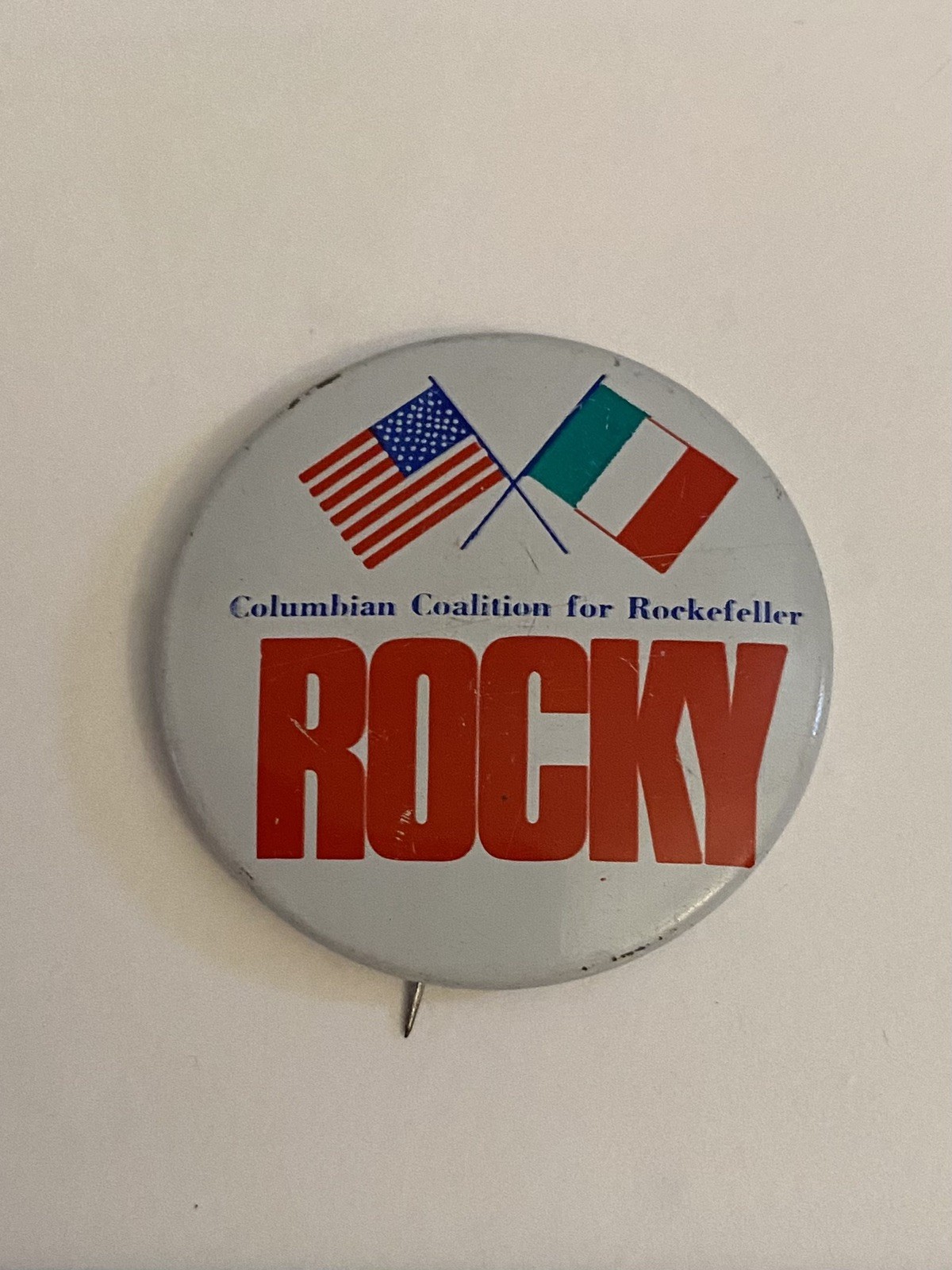 Columbian Coalition For Rockefeller Rocky Pin Back Button P140