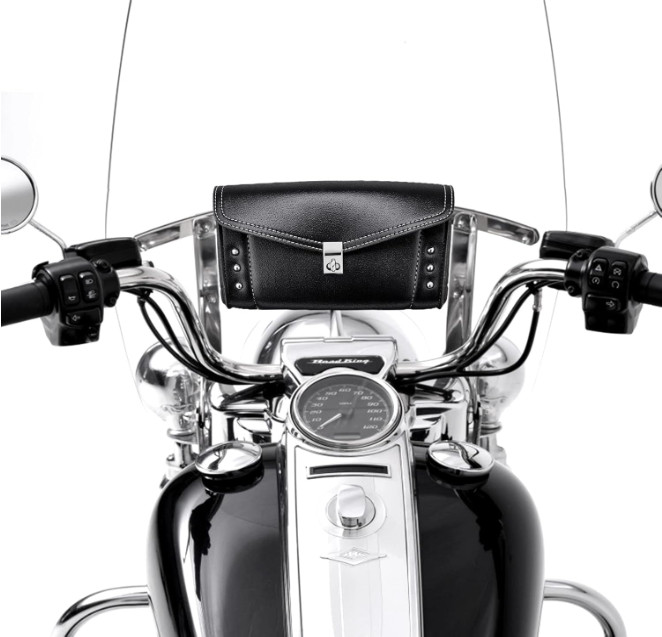 Motorcycle Windshield Bag Windscreen Studded Pouch for Road King 1995-2019 2020