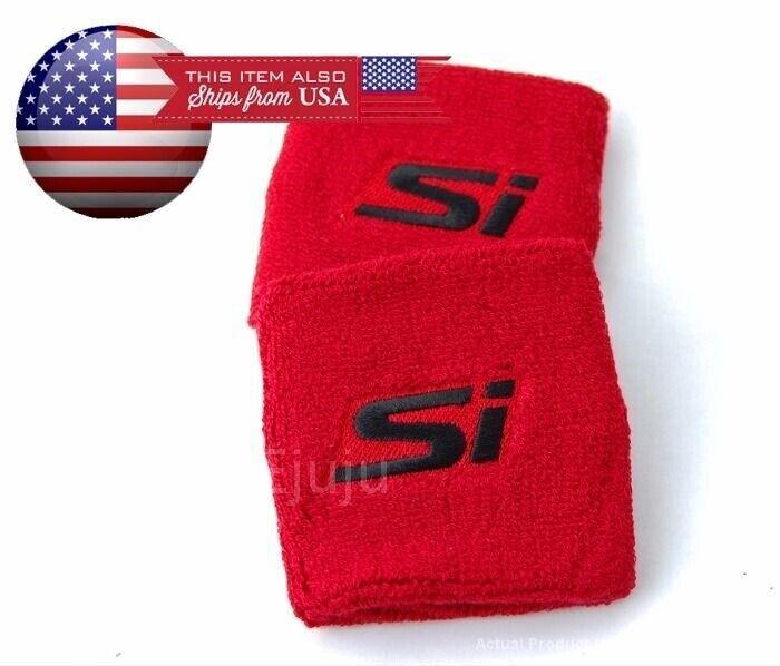 Pair Red Reservoir Brake Clutch Oil Tank Cover Cap Sock For Honda Civic CRX SI