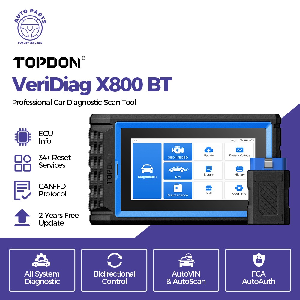 2026 TOPDON VD X800 BT Auto Scan Device, 2 Years Free Online Software Updates
