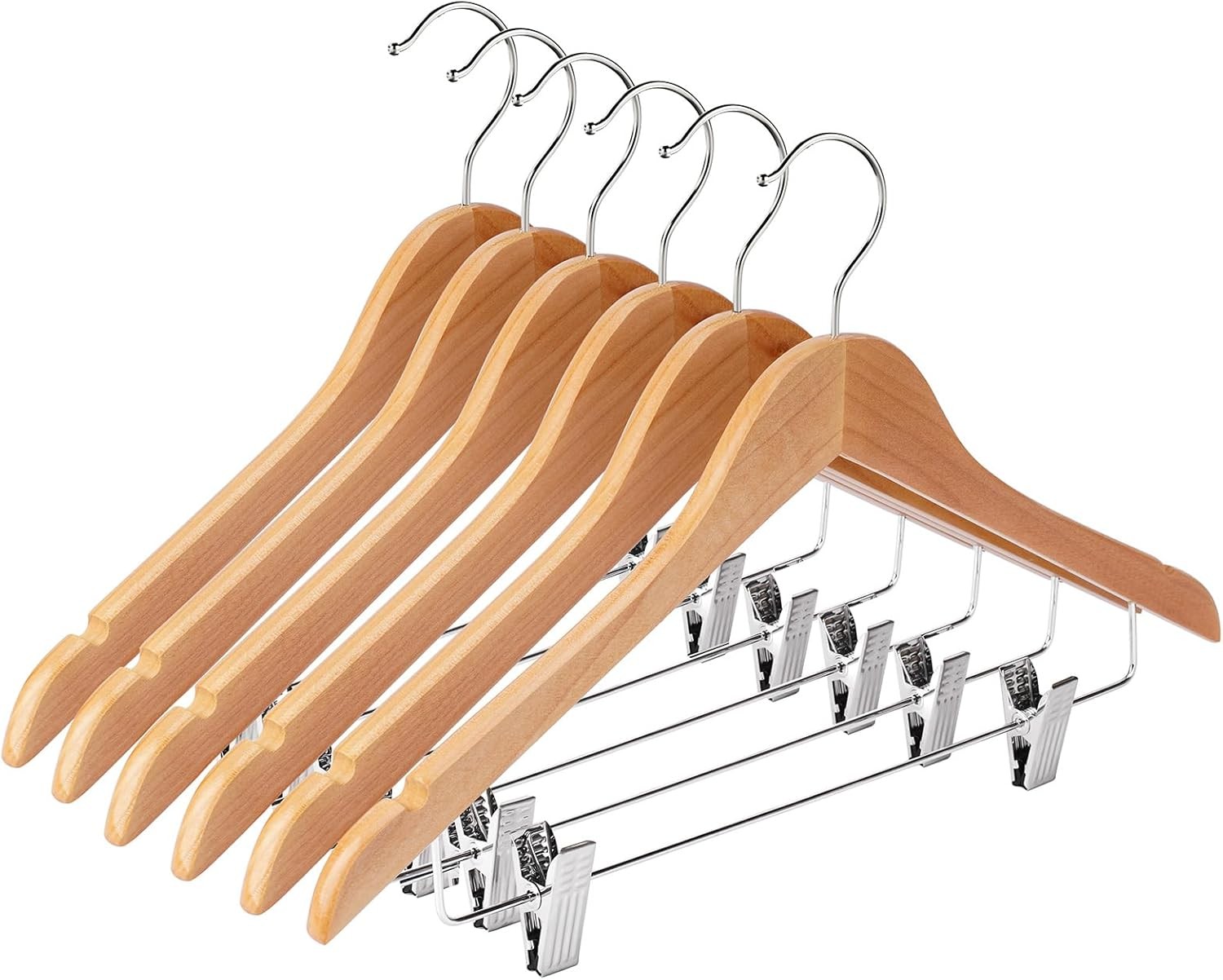 Adjustable Heavy Duty Clothespin Wooden Hanger - 24-Piece Set