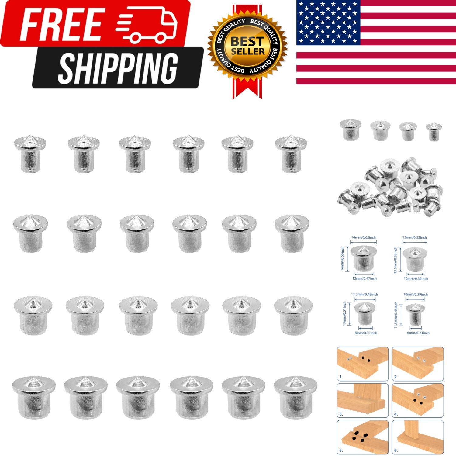 24 Pieces Dowel and Tenon Center Transfer Plugs, Doweling Centering Pins for Woo