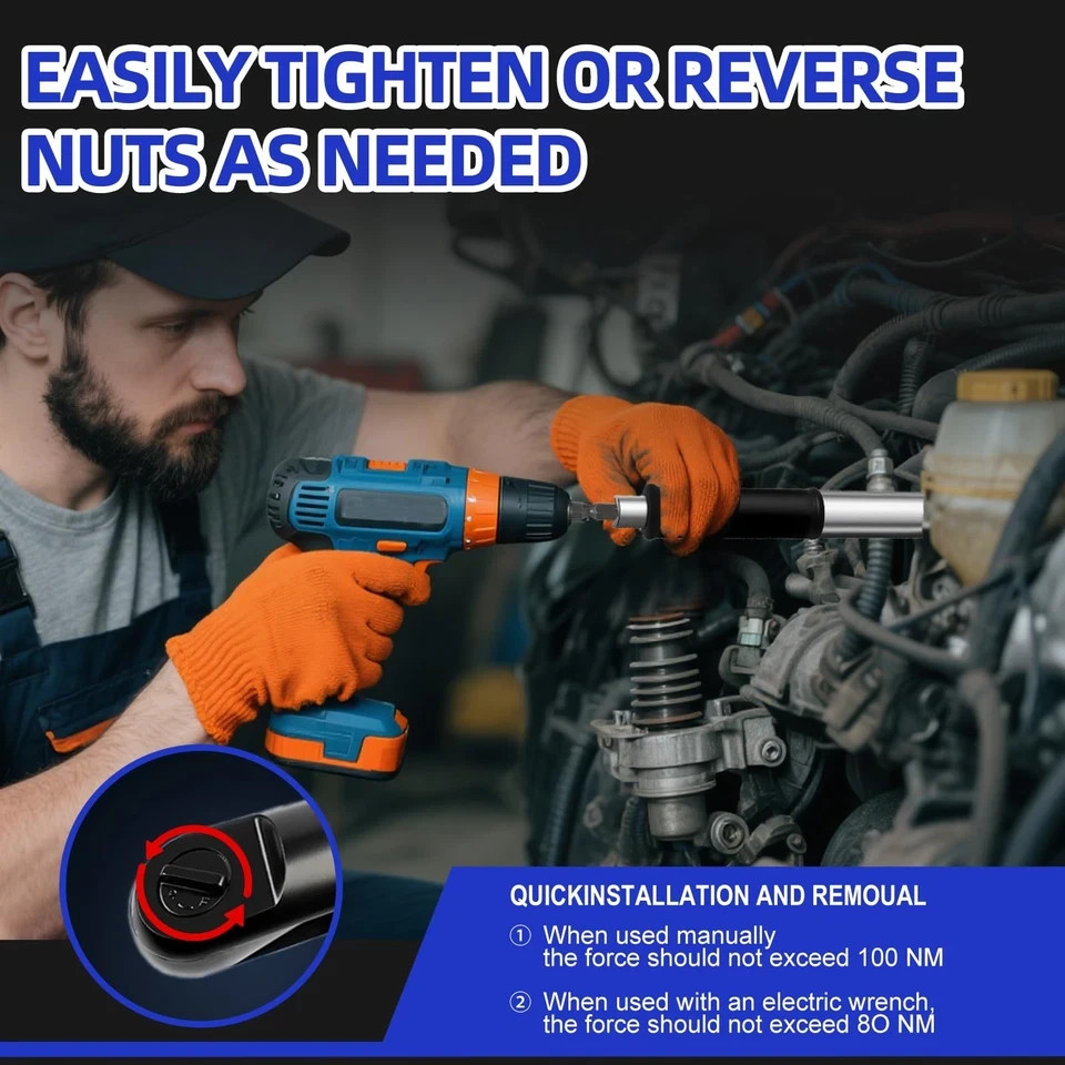 1/2" Offset Extension Wrench Impact,3-in-1 Black