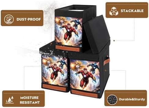 Comic Book Storage Box with Display Window, 3-Pack Collapsible Storage Case, Hol