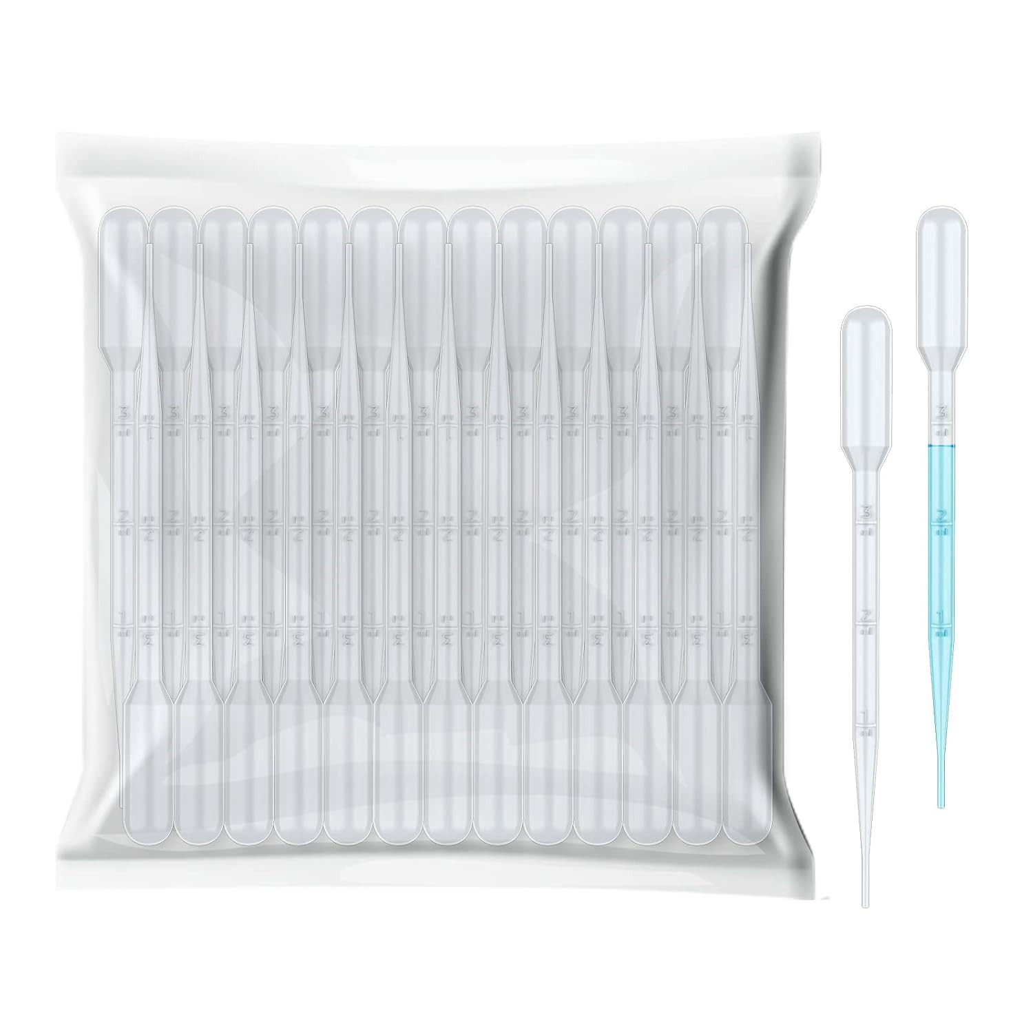 100Pcs 3Ml Disposable Plastic Transfer Pipettes Calibrated Dropper for Scienc...