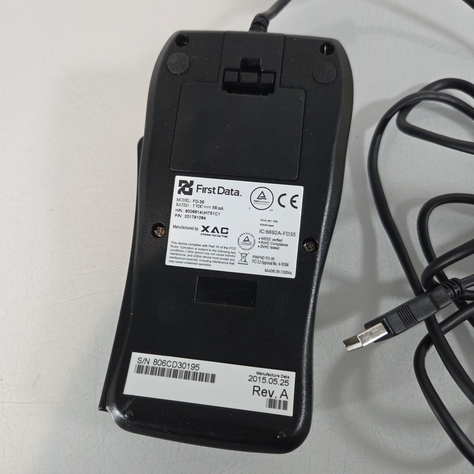 FD35 First Data 001791064 Pin Pad With Well Encryption, Tap or Swipe Card Reader
