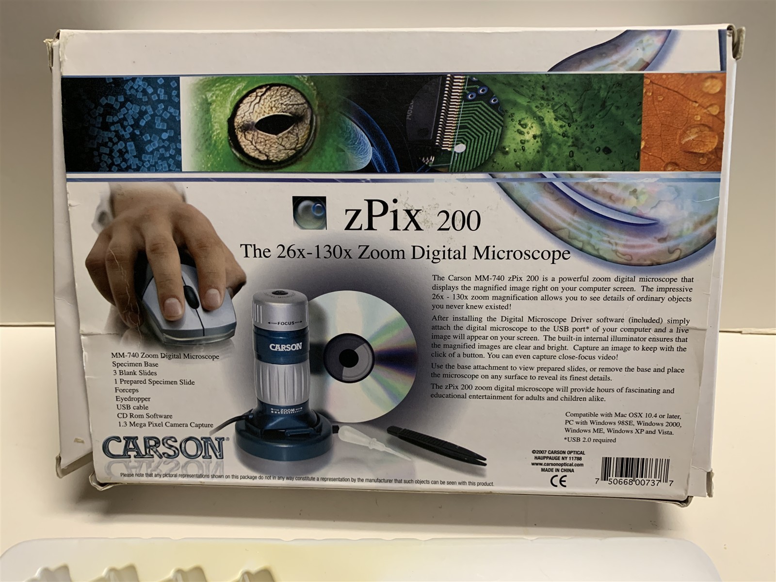 Carson zPix 200 26x-130x Zoom Digital Microscope in Box Computer