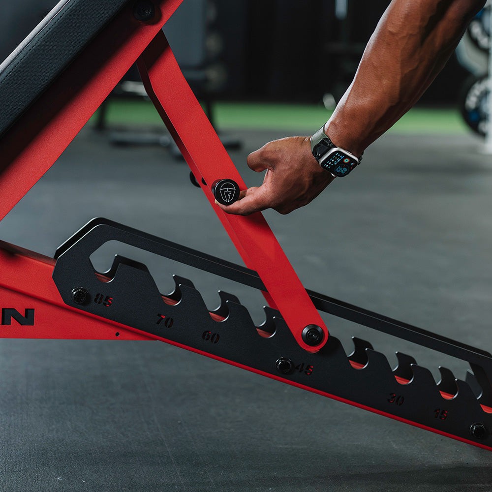 Titan Fitness TITAN Series Red Adjustable Bench, 600LB Incline/1000 LB Flat